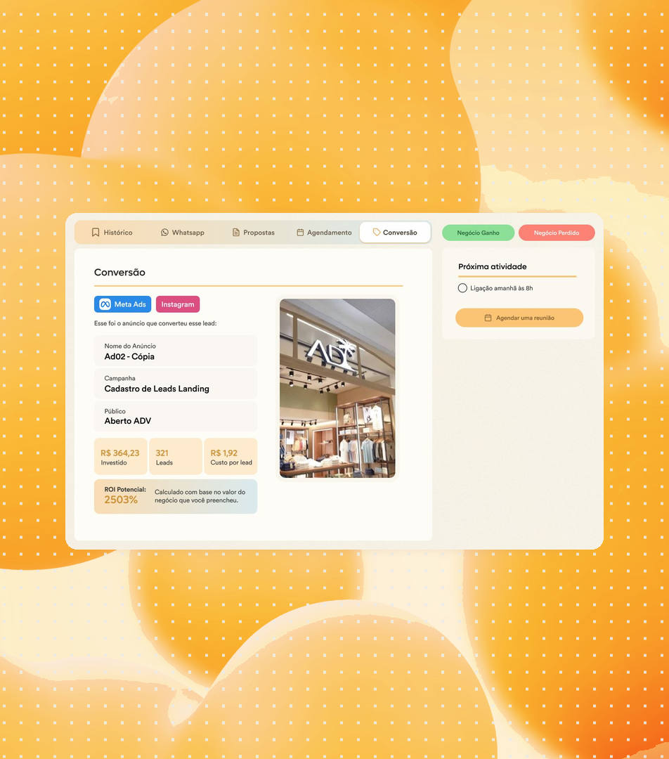 Painel de saldo de anúncios do Ozzy, com Meta Ads e Google Ads